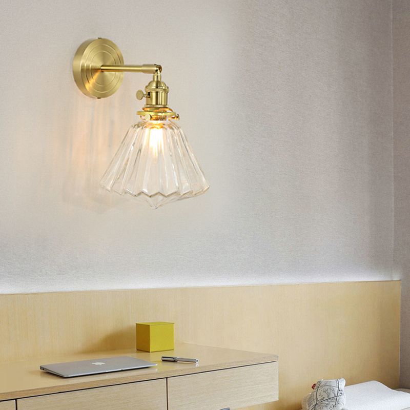 Valentina Luxury Globe/Flower Glass Vanity Wall Lamp, Gold, Bedroom - Neutral Decor