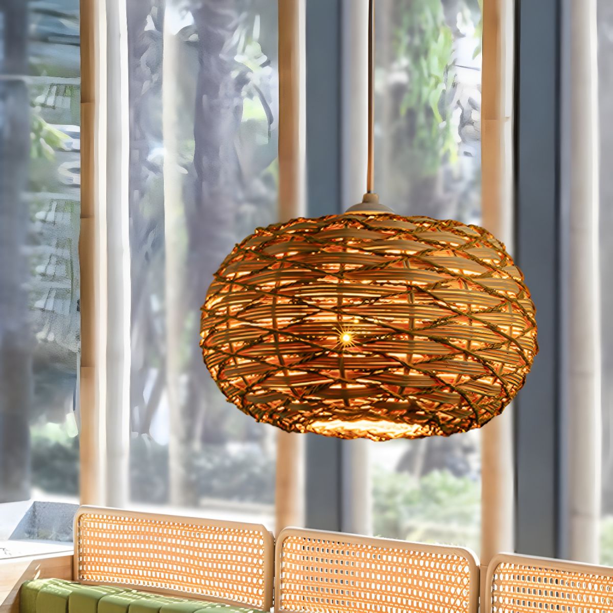 Ritta Boho Retro LED Pendant Light Wood Rattan Bedroom/Restaurant - Neutral Decor