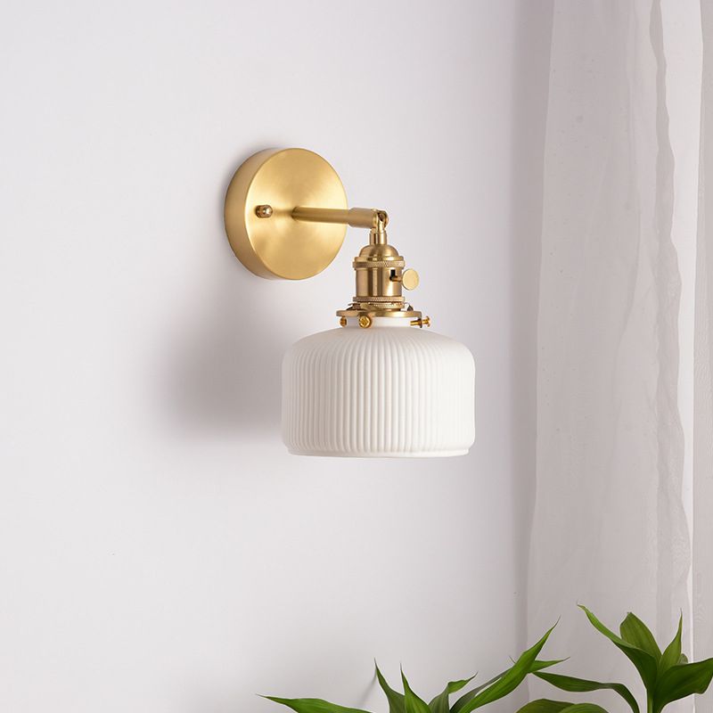 Arisha Vintage Column Ceramic Vanity Light, White, Bedroom - Neutral Decor