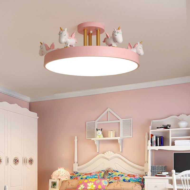 Arisha Modern Round Unicorn Semi-Flush Mount Ceiling Light - Neutral Decor
