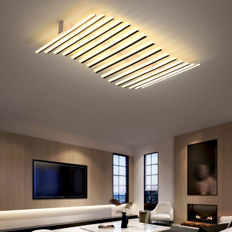 Arisha Flush Mount Ceiling Light Linear Modern,Wave Black, Living Room - Neutral Decor