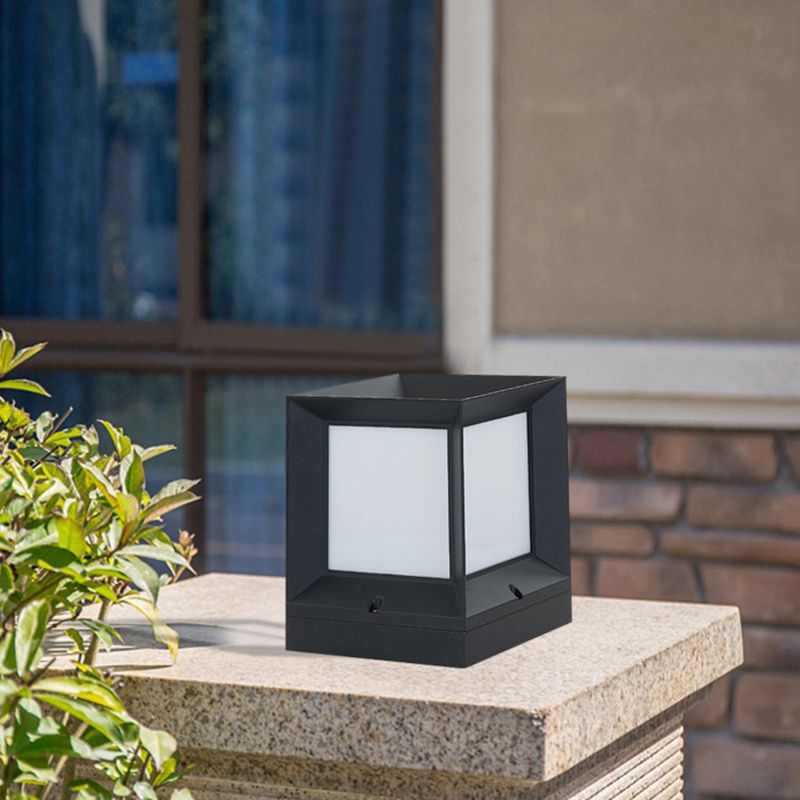 Ray Modern Simple Rectangle Metal Outdoor Floor Lamp, Black - Neutral Decor
