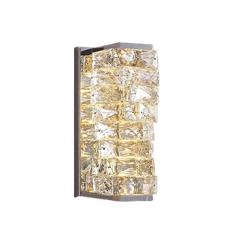 Kristy Modern Rectangular Vanity Metal Crystal LED Wall Lamp - Neutral Decor