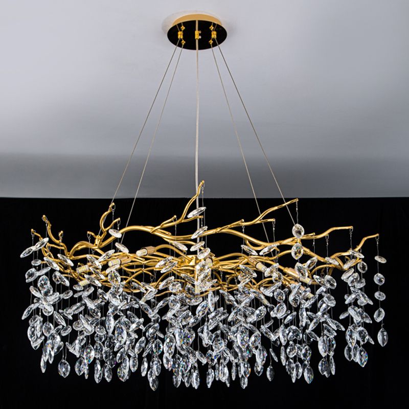 Kristy Contemporary Gold Glass Crystal Chandelier - Neutral Decor