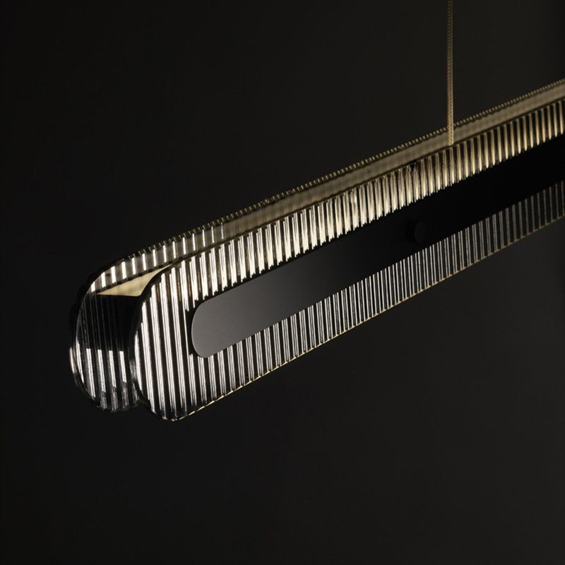 Arisha Minimalist Linear Metal/Acrylic Pendant Light, Black - Neutral Decor