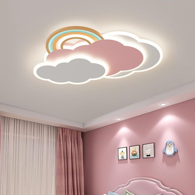 Aria Modern Cloud/Rainbow Flush Mount Ceiling Light Pink/White - Neutral Decor