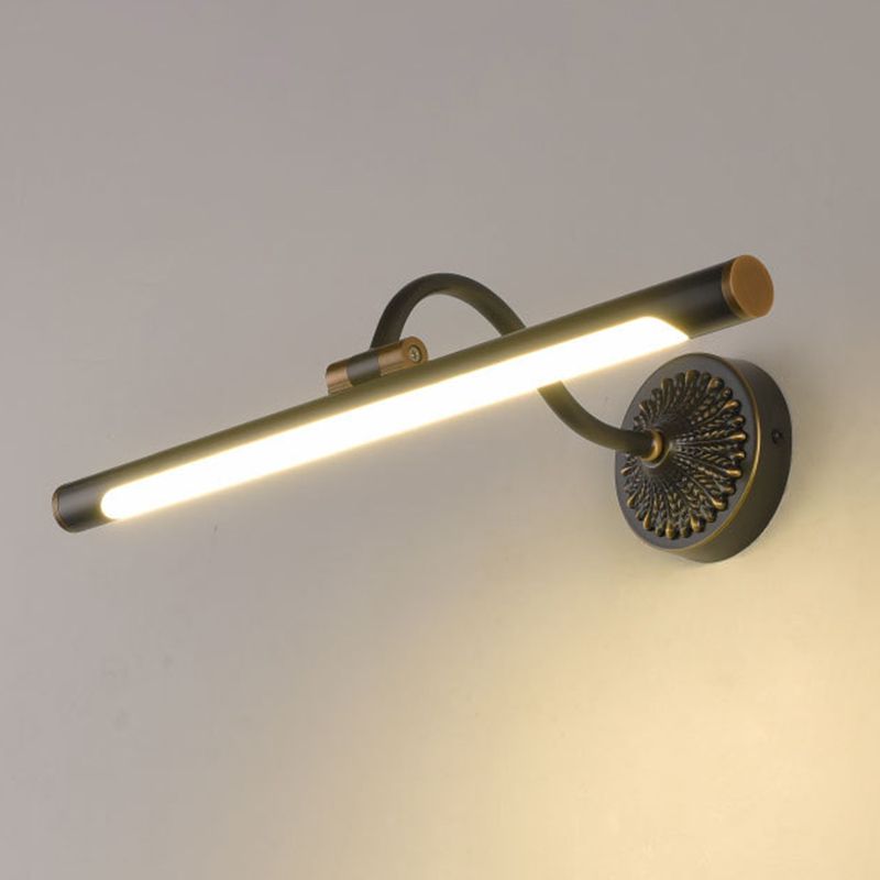 Tiffany Black Adjustable Reading Spotlight Wall Lamp, Metal/Wood - Neutral Decor