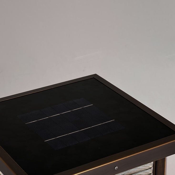 Ray Modern Rectangular Metal Outdoor Solar Lamp, Black/ Brass/Bronze - Neutral Decor