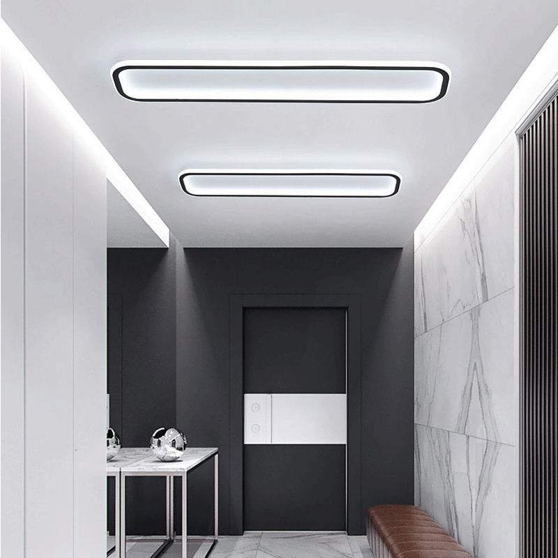 Arisha Minimalist Flush Mount Black Frame Rectangular Ceiling Light - Neutral Decor