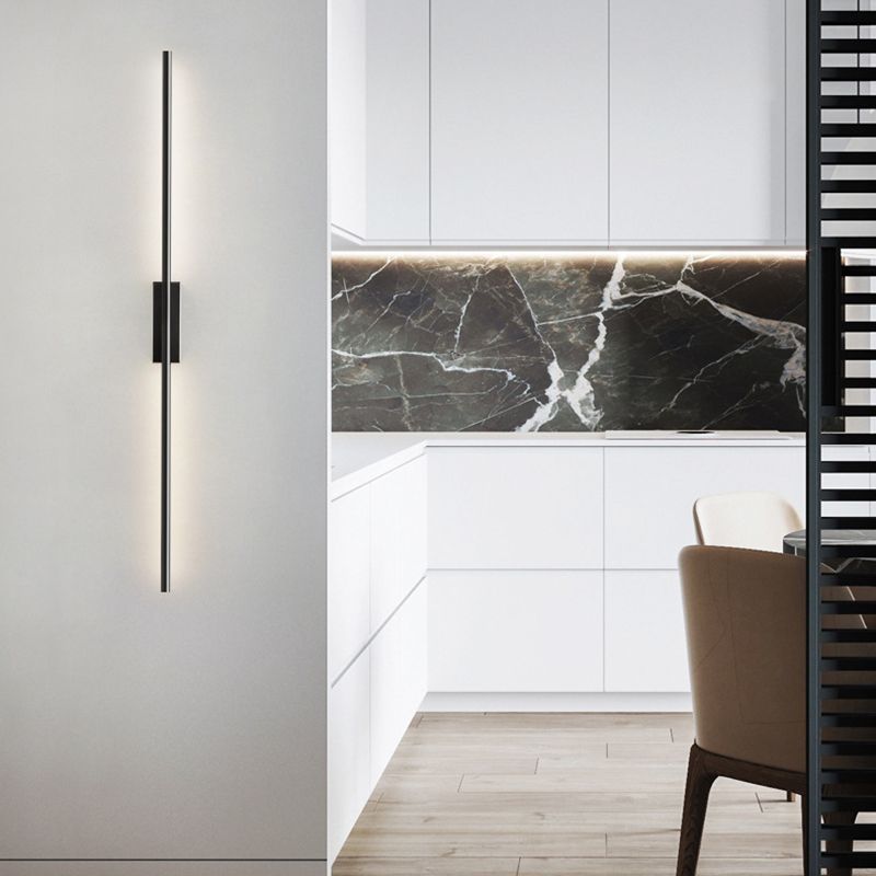 Arisha Modern Linear Metal&Acrylic Bedroom Wall Lamp, Black/Brass - Neutral Decor