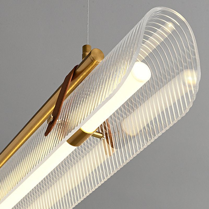 Arisha Pendant Light Linear Modern, Acrylic/Metal, Black/Gold, Study - Neutral Decor