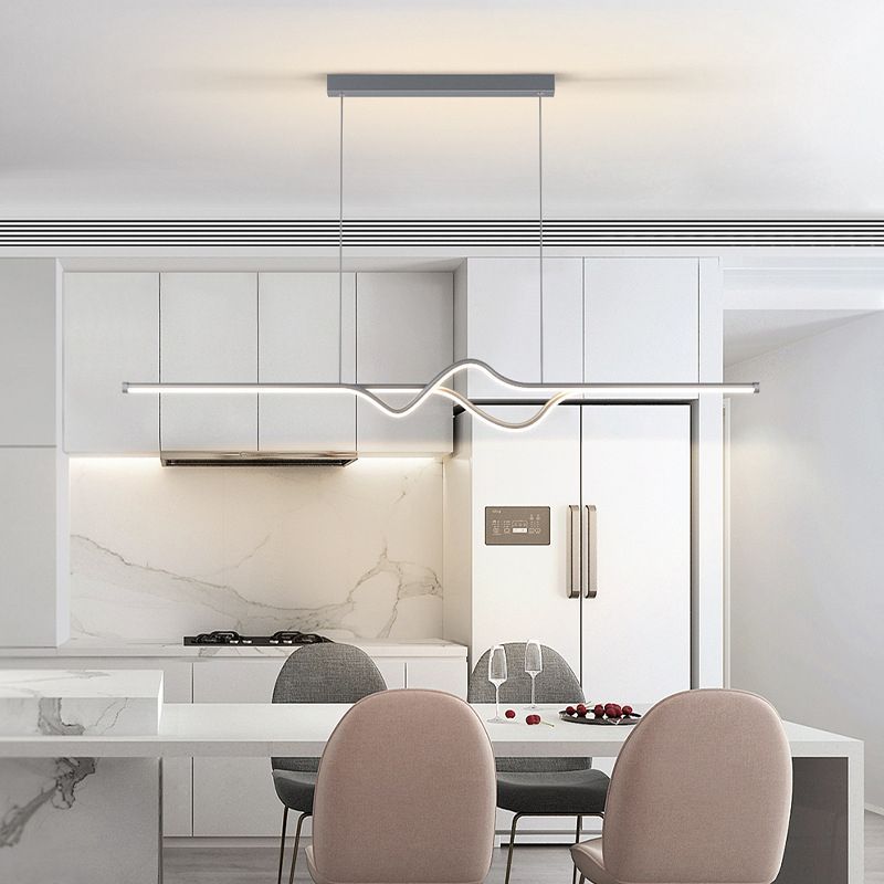 Arisha Modern Linear Metal Pendant Light, Black/White/Grey - Neutral Decor