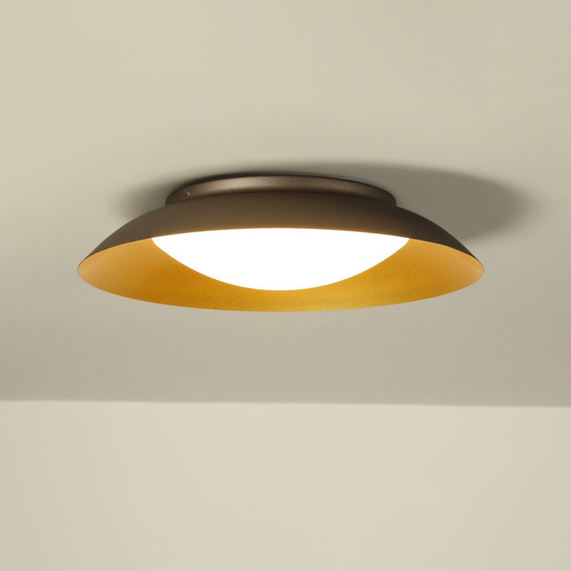 Arisha Round Metal Flush Mount Ceiling Light, Brass - Neutral Decor