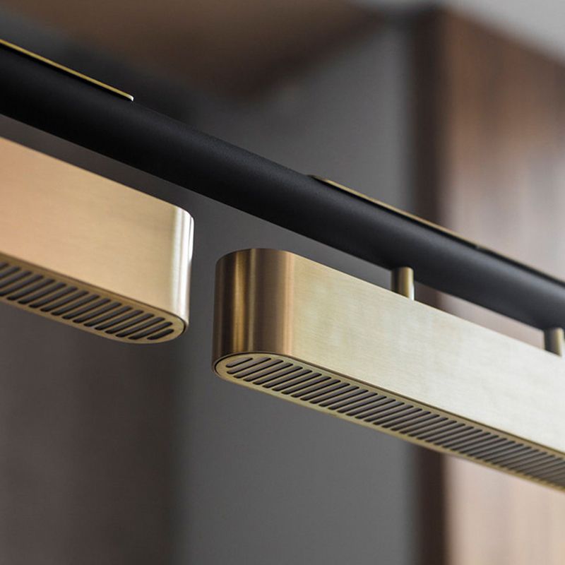 Arisha Pendant Light Rectangular Modern, Metal, Black/Brass, Office - Neutral Decor