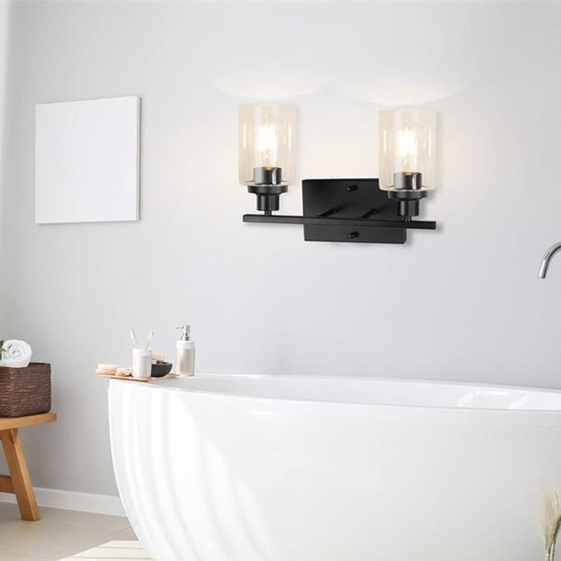Silva Modern Mirror Front Black Vanity Wall Lamp, Metal/Glass - Neutral Decor