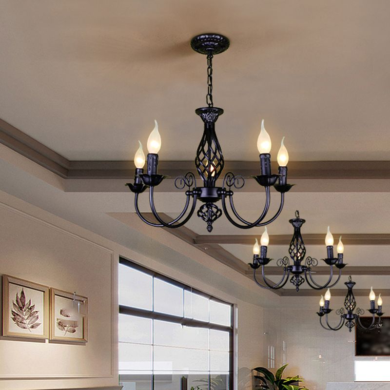 Silva Pendant Light Candle Retro, Metal/Glass, Black/White, Restaurant - Neutral Decor