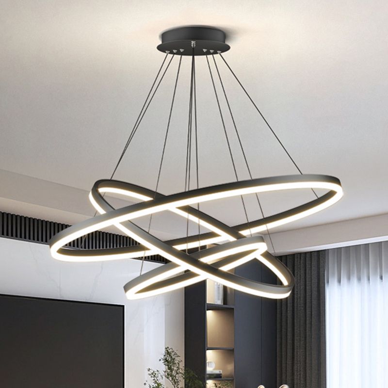 Arisha 3-Rings Black Black Modern Pendant Light - Neutral Decor