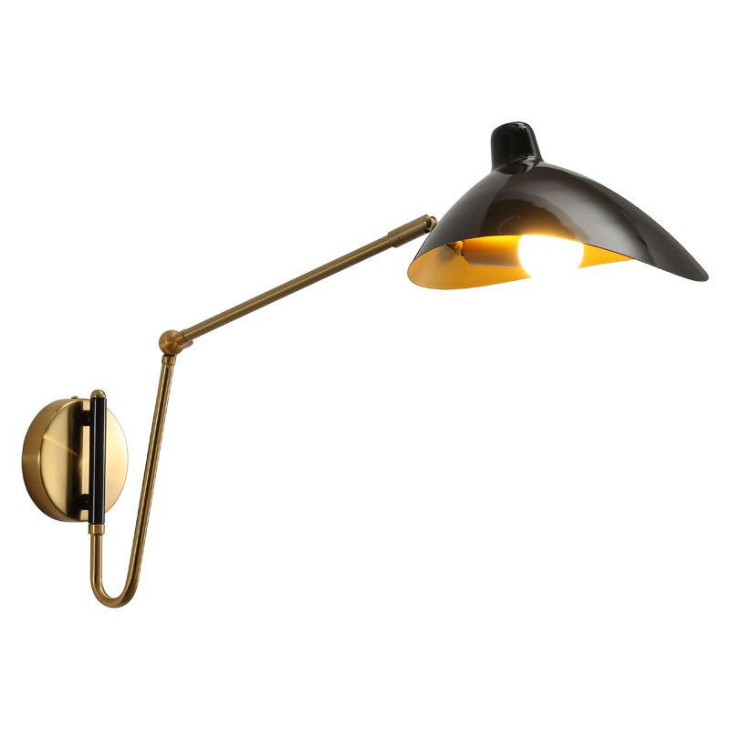 Epoch Industrial Swing Arm Vanity Wall Lamp, Black/Gold - Neutral Decor