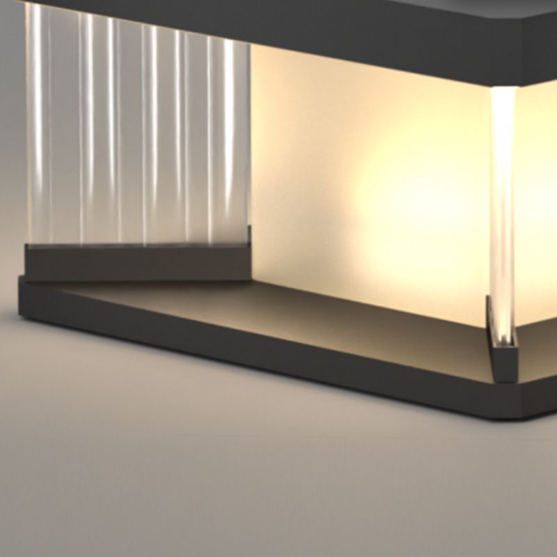 Ray Contemporary LED Rectangular Metal Wall Lamp Post, Black - Neutral Decor