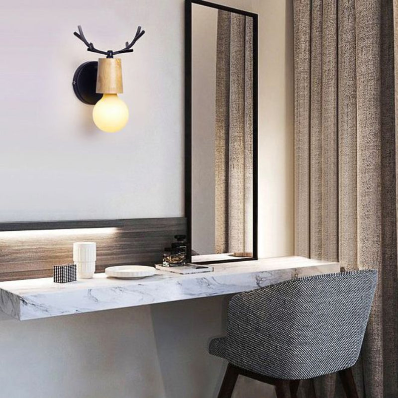 Muto Modern Antler Wood/Glass Wall Lamp, Bedroom/Bathroom - Neutral Decor