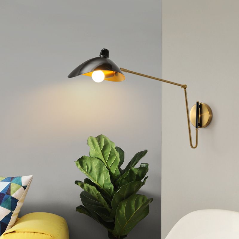 Epoch Industrial Swing Arm Vanity Wall Lamp, Black/Gold - Neutral Decor