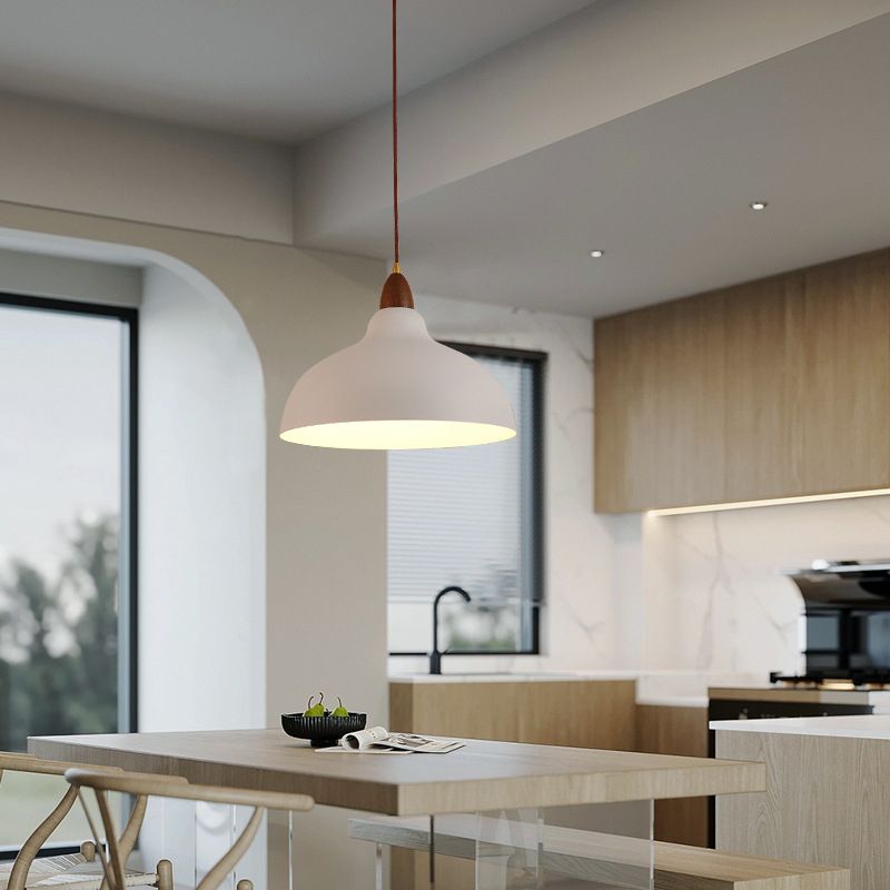 Valentina Modern Bowl-shaped Metal Pendant Light, Black/White - Neutral Decor