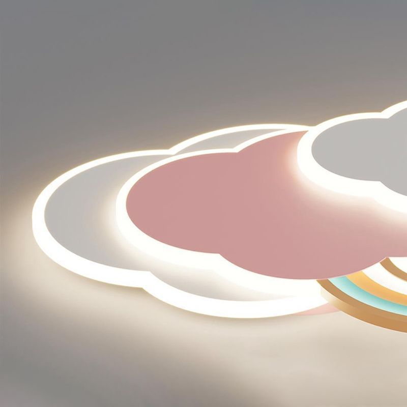 Aria Modern Cloud/Rainbow Flush Mount Ceiling Light Pink/White - Neutral Decor