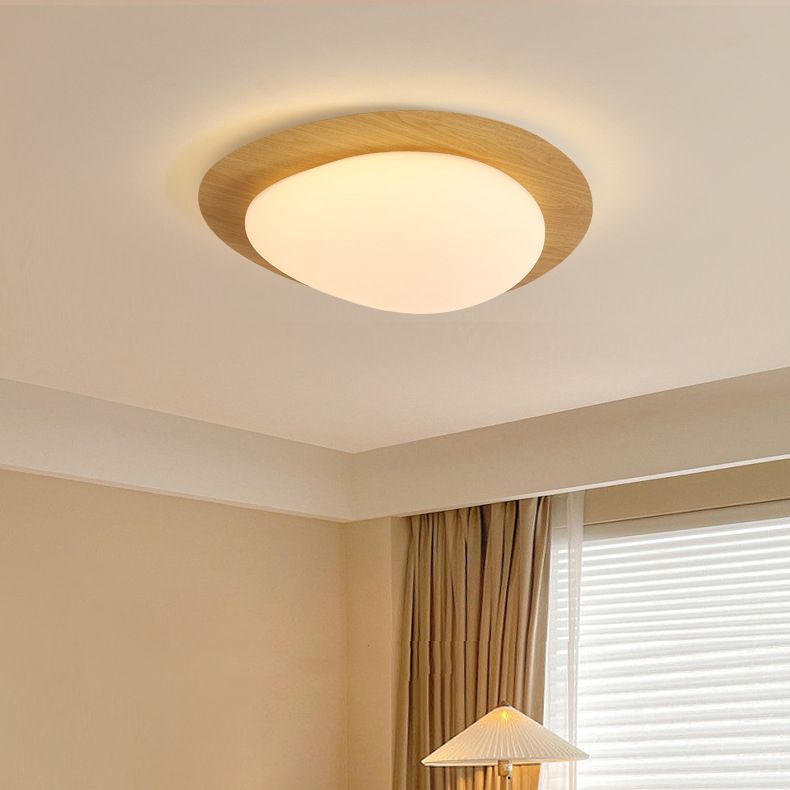 Arisha Flush Mount Ceiling Light Modern, Metal, Walnut/Natural - Neutral Decor