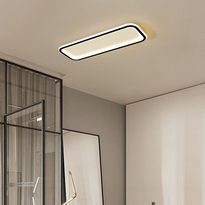 Arisha Minimalist Flush Mount Black Frame Rectangular Ceiling Light - Neutral Decor