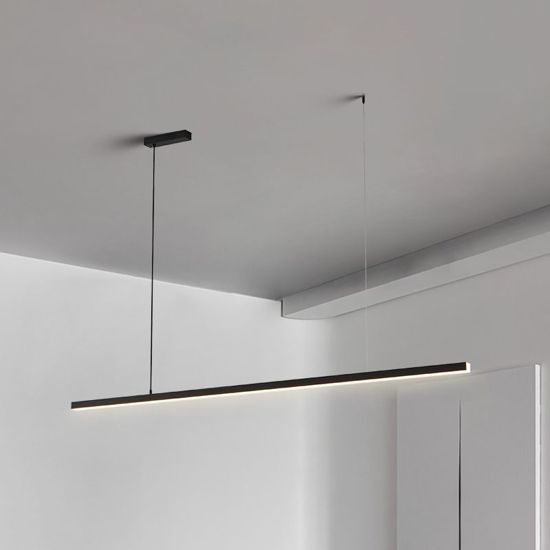 Arisha Minimalist Linear Metal Pendant Light, White/Black - Neutral Decor