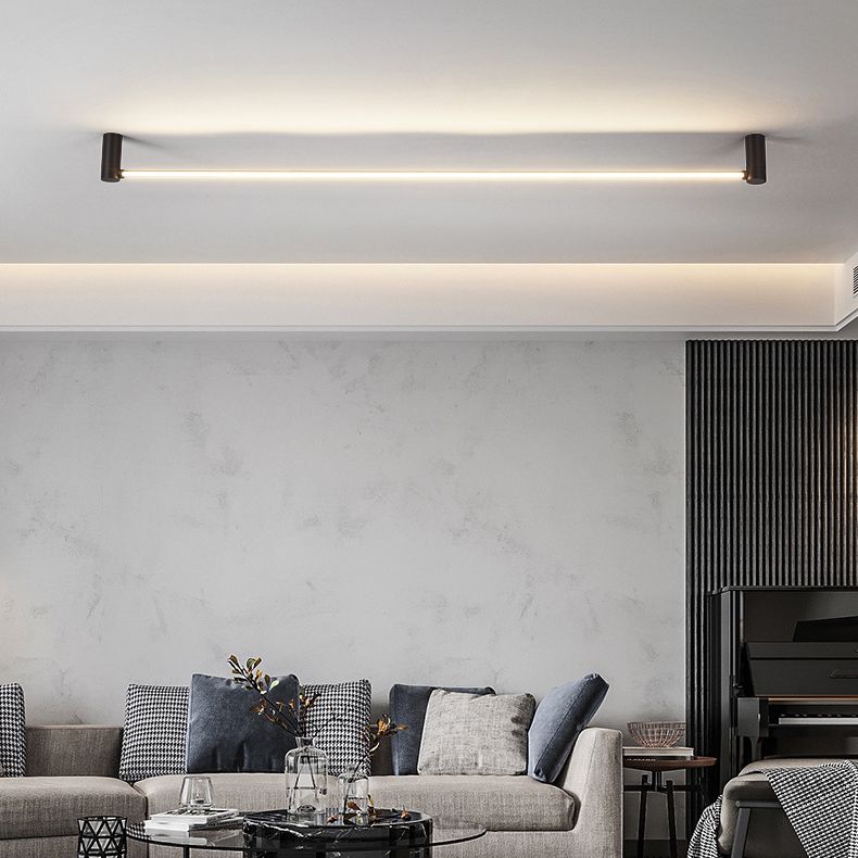 Arisha Minimalist Linear Flush Mount Ceiling Light, Black, Hallway - Neutral Decor