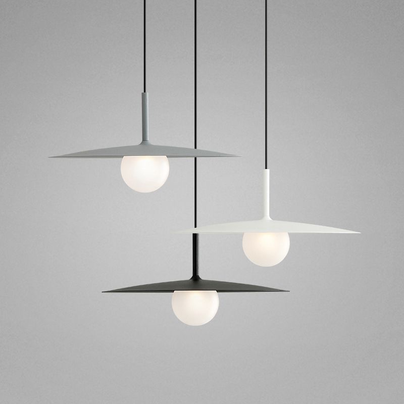 Arisha Modern Dish-shaped Metal Pendant Light, Black/White/Grey - Neutral Decor
