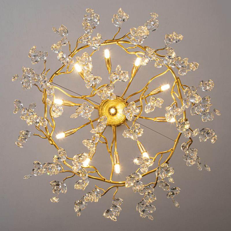 Kristy Contemporary Gold Glass Crystal Chandelier - Neutral Decor
