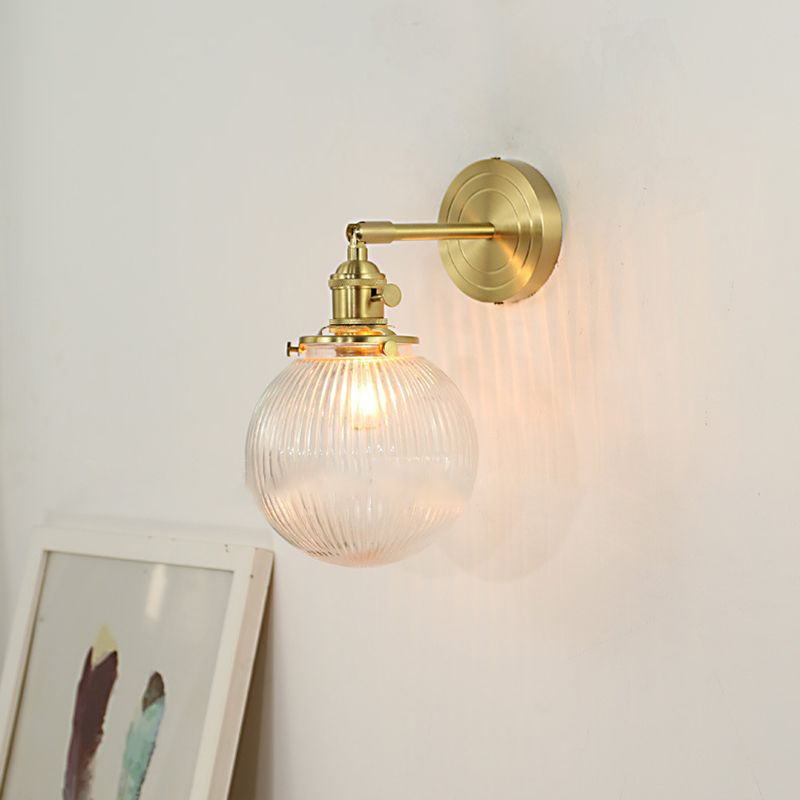 Valentina Luxury Globe/Flower Glass Vanity Wall Lamp, Gold, Bedroom - Neutral Decor