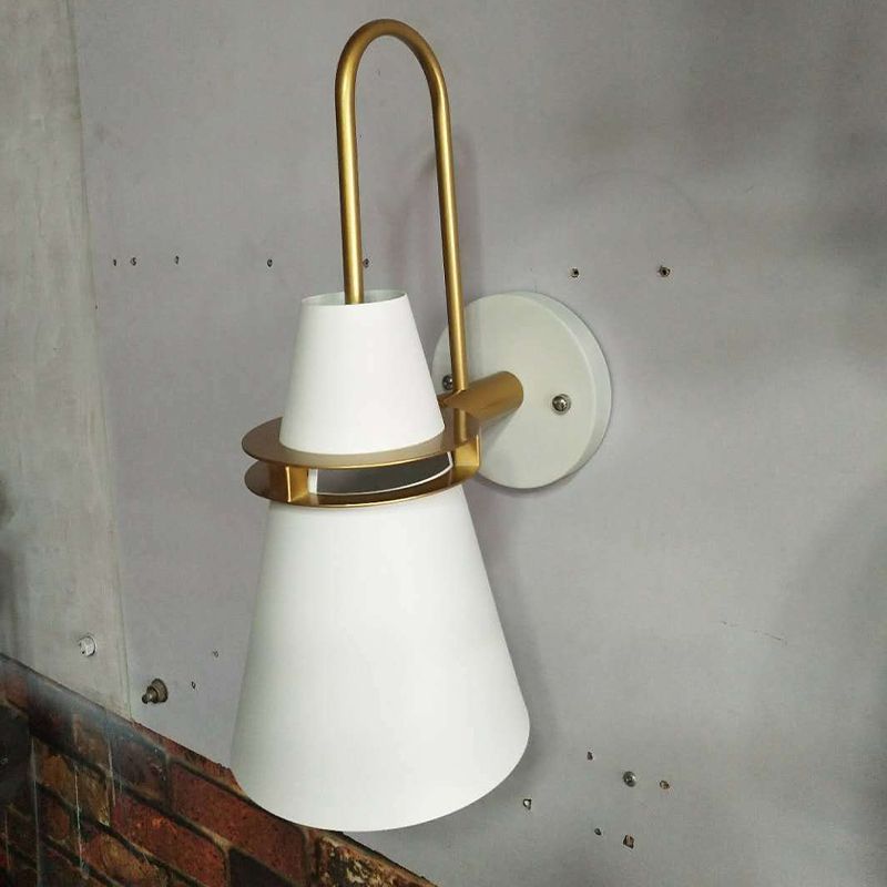 Valentina Modern Cone Metal Wall Lamp, Black/White/Blue - Neutral Decor