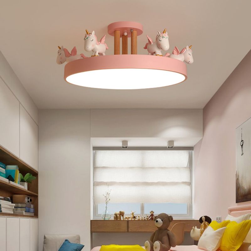Arisha Modern Round Unicorn Semi-Flush Mount Ceiling Light - Neutral Decor
