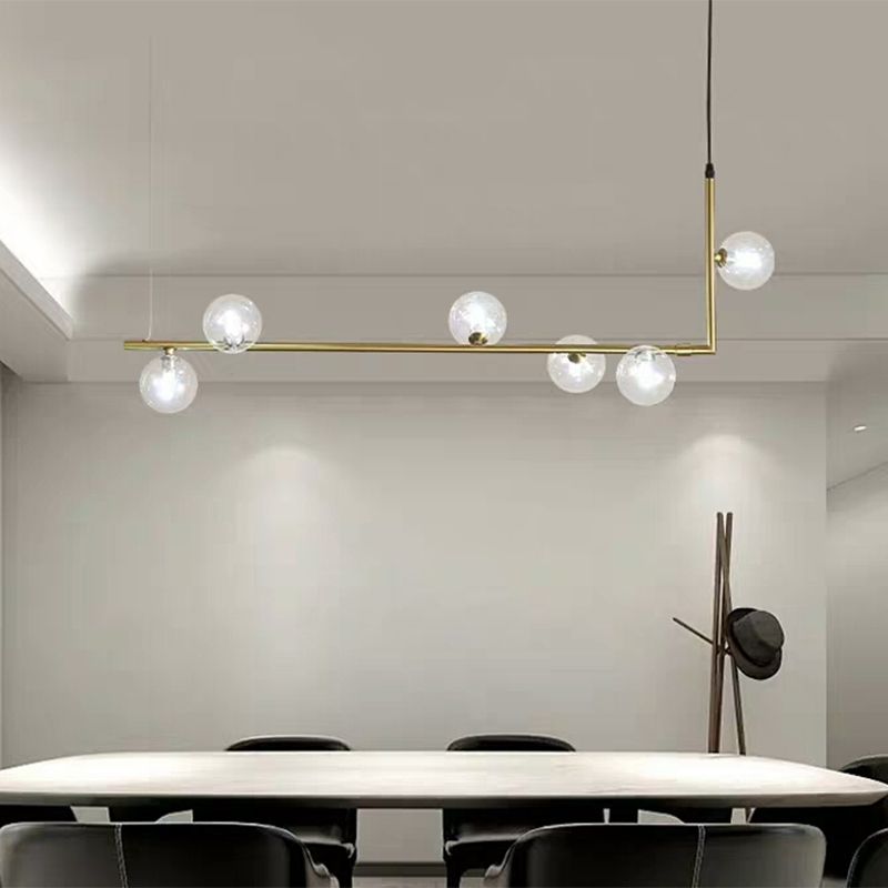 Valentina Minimalist Linear Pendant Light, Black & Gold, 6/8 Heads - Neutral Decor