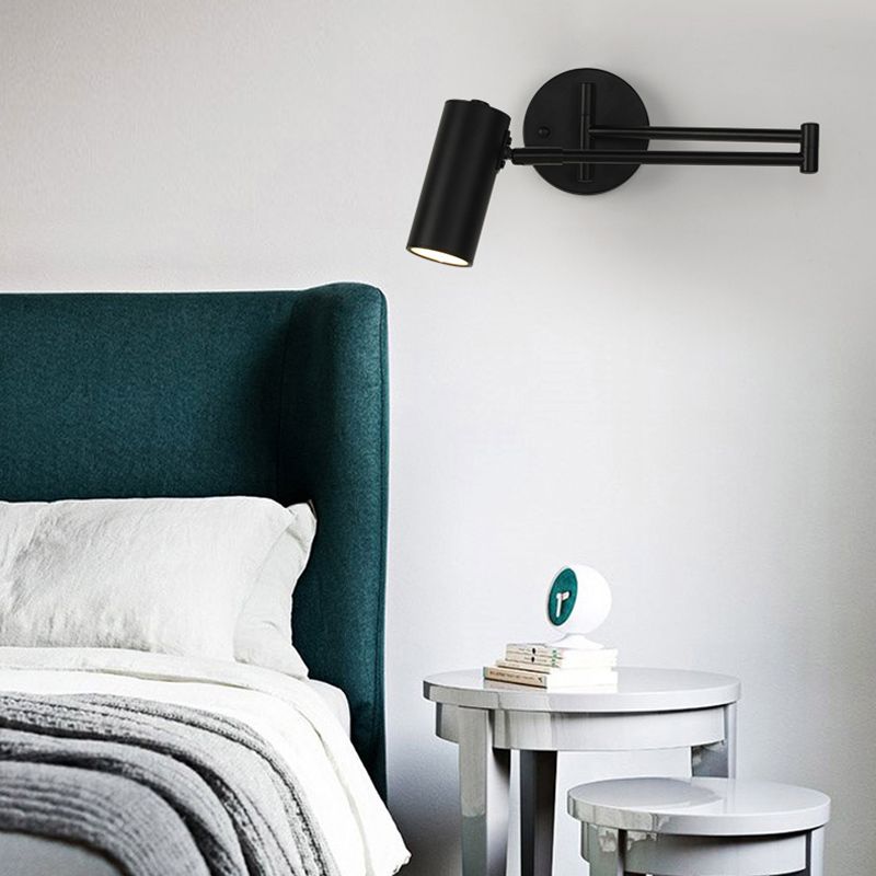 Aria Wall Lamp Cone Modern, Metal Adjustable, Black/Gold, Bedroom - Neutral Decor