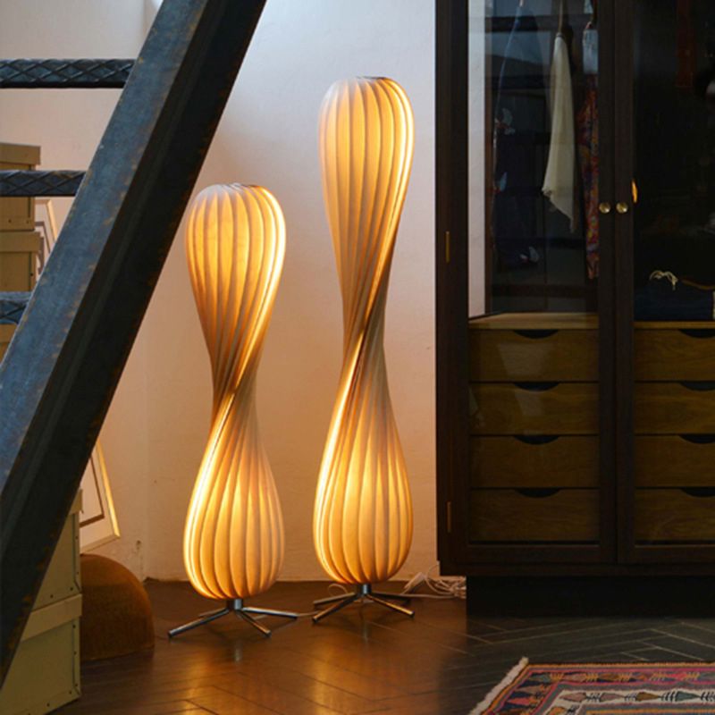 Ozawa Modern Twisted Wood Floor Lamp, Wood Color - Neutral Decor