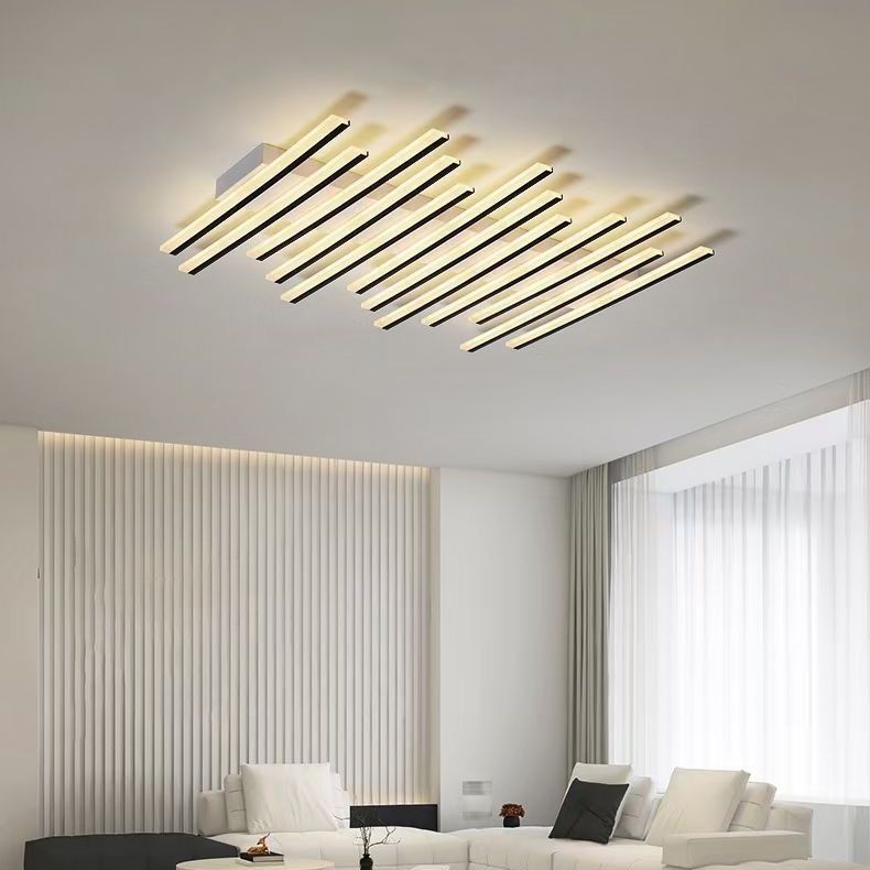 Arisha Flush Mount Ceiling Light Linear Modern,Wave Black, Living Room - Neutral Decor