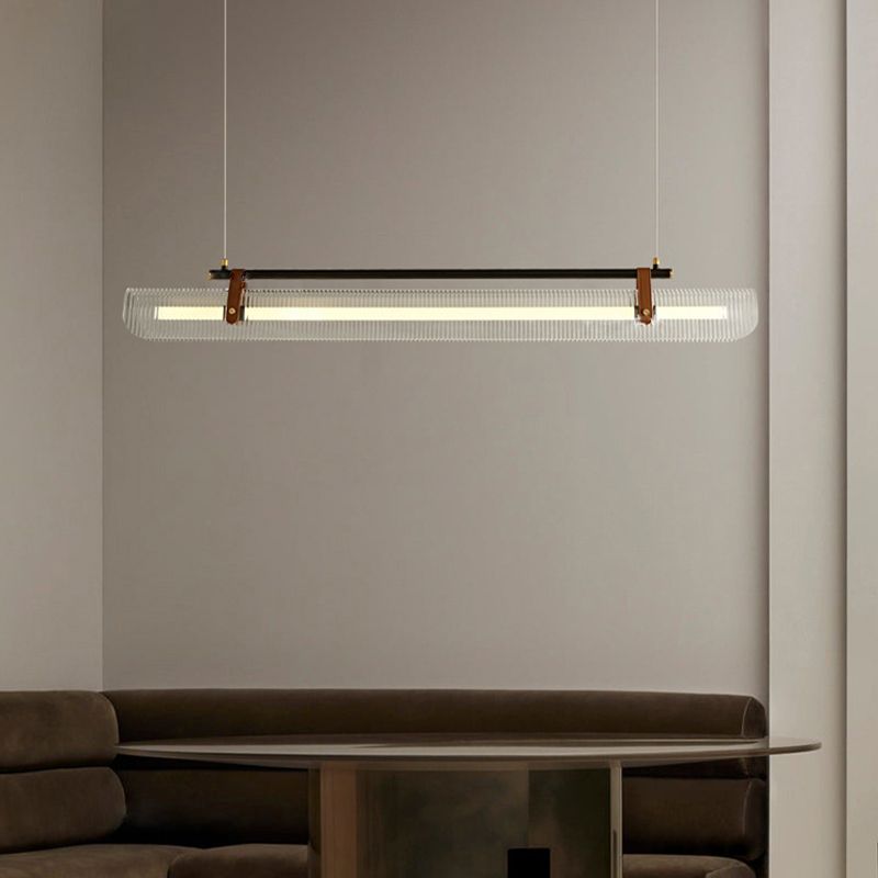 Arisha Pendant Light Linear Modern, Acrylic/Metal, Black/Gold, Study - Neutral Decor