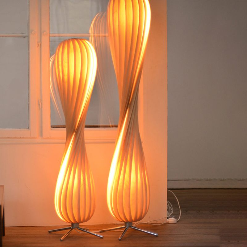 Ozawa Modern Twisted Wood Floor Lamp, Wood Color - Neutral Decor