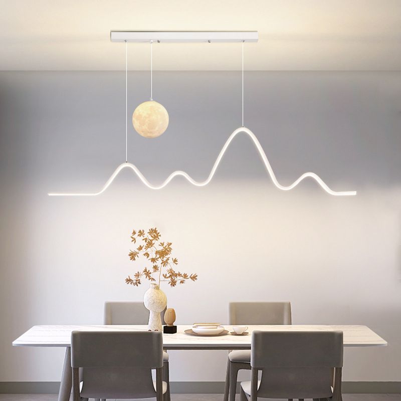 Arisha Minimalist Wavy Metal Pendant Light, Black/White/Gold - Neutral Decor