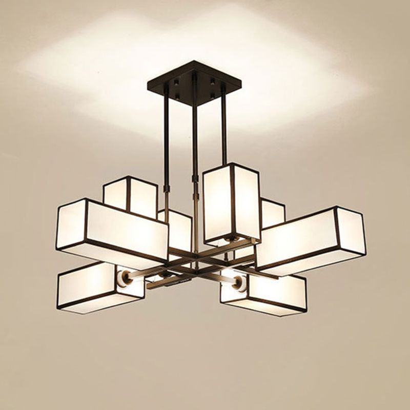 Arisha Pendant Light Square Retro, Metal/Fabric, Black/Gold, Living Room - Neutral Decor