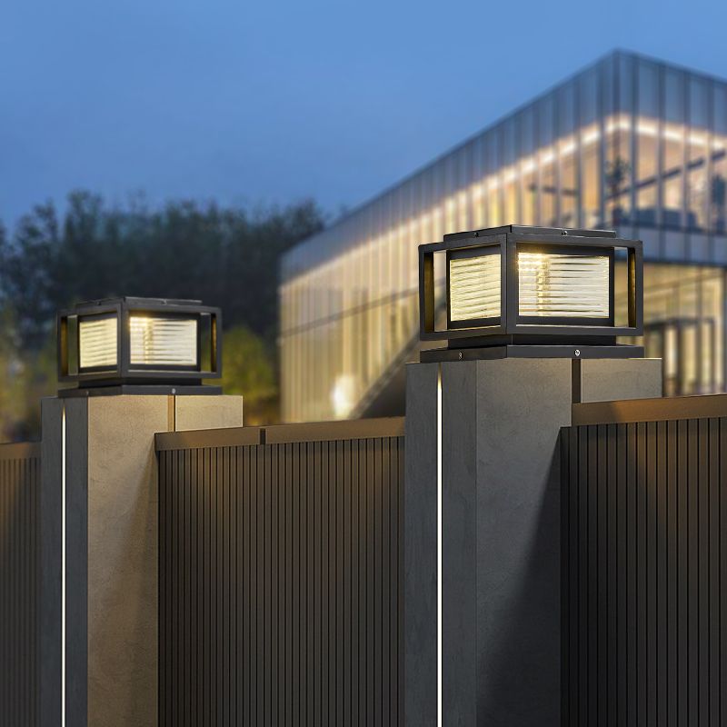 Ray Contemporary LED Rectangular Metal Outdoor Lamps, Black - Neutral Decor