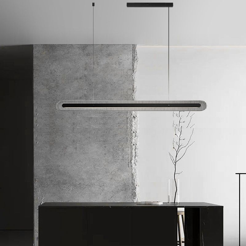 Arisha Minimalist Linear Metal/Acrylic Pendant Light, Black - Neutral Decor