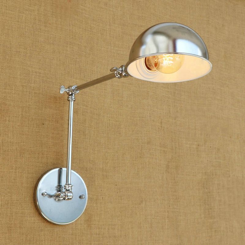 Epoch Wall Lamp Dome Minimalist, Adjustable Metal, Silver, Bedroom - Neutral Decor