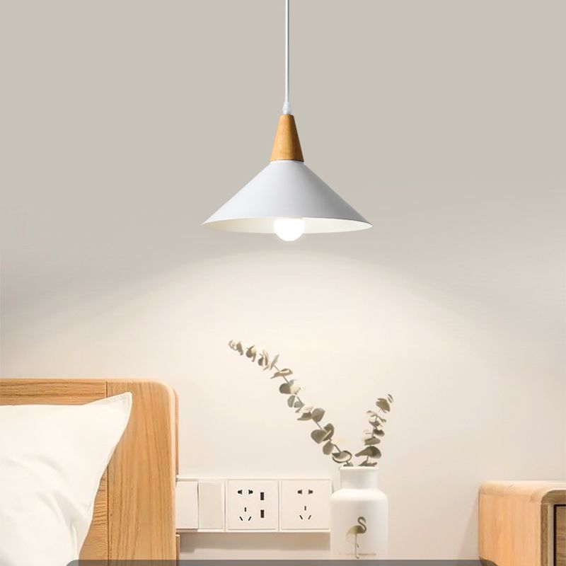 Valentina Minimalist Cap-shaped Metal Pendant Light, Natural Wood - Neutral Decor