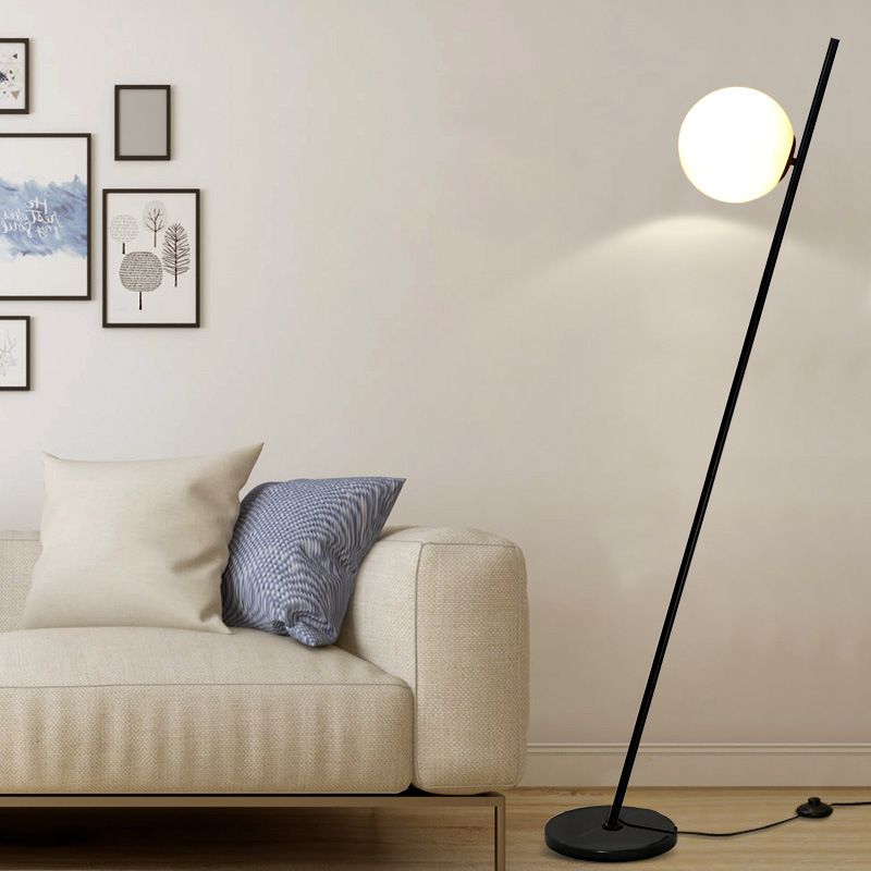 Valentina Minimalistic Black Orb Linear Floor Lamp, Living room - Neutral Decor
