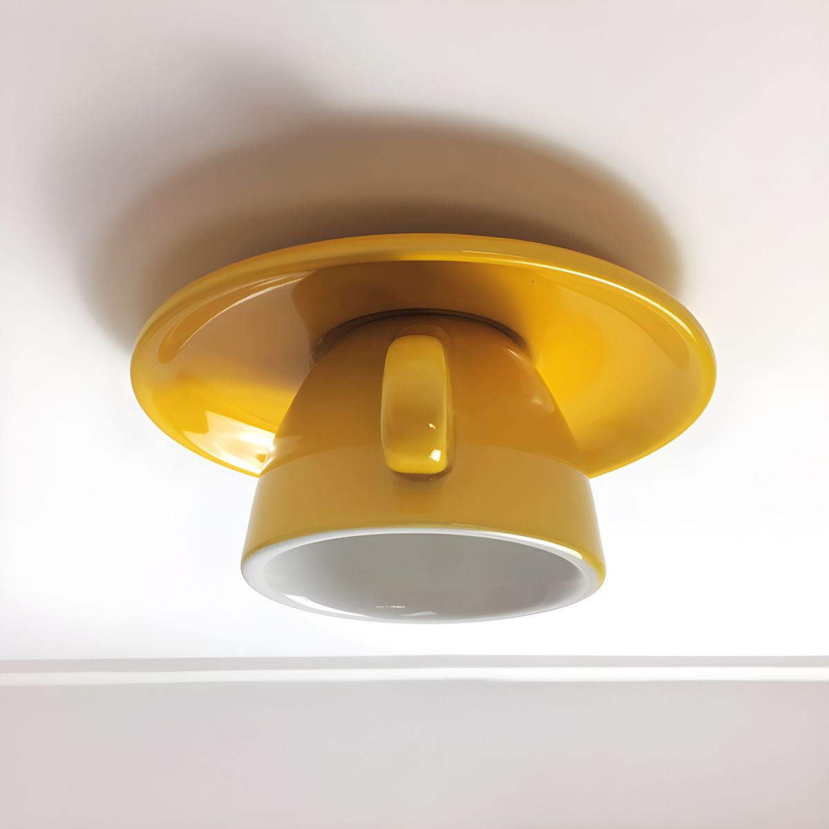 Aria Modern Coffee Cups Ceramic Flush Ceiling Lighting - Neutral Decor